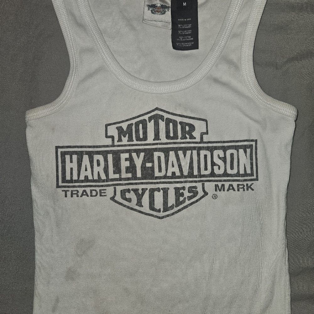Classic Harley-Davidson White Tank